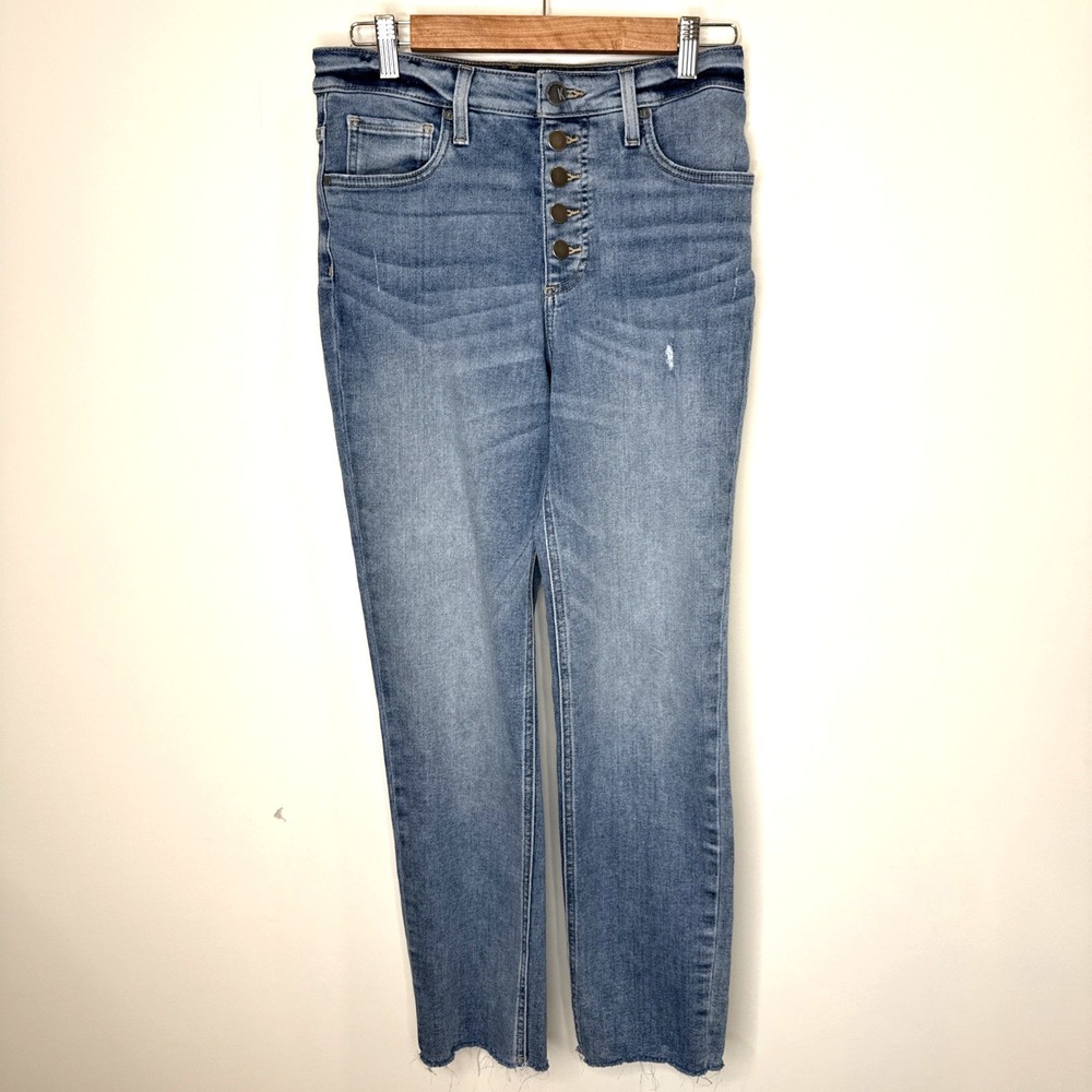 KUT From The Kloth Jeans Womens 6 Blue Rachael Mom High Rise Button Fly‎ Raw Hem